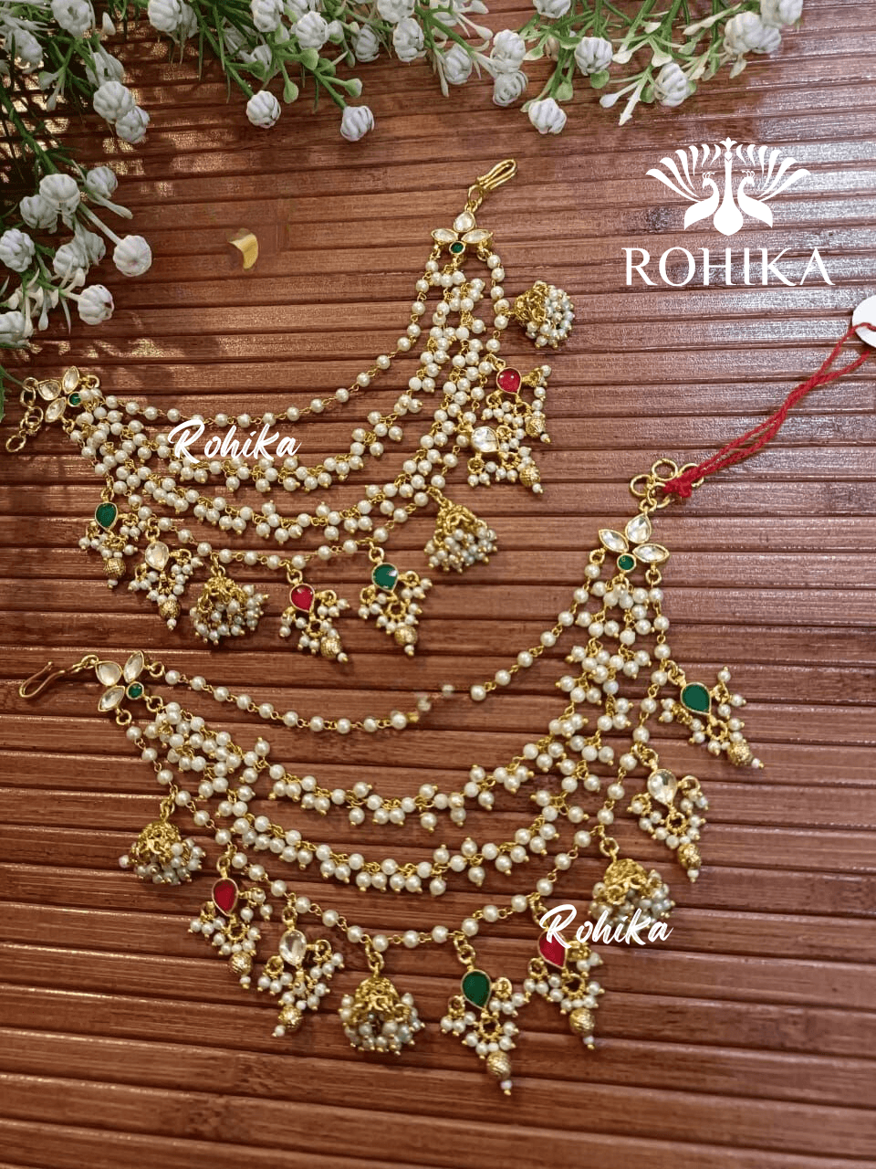 Pachhi kundan earchains - Multi - Rohika Store