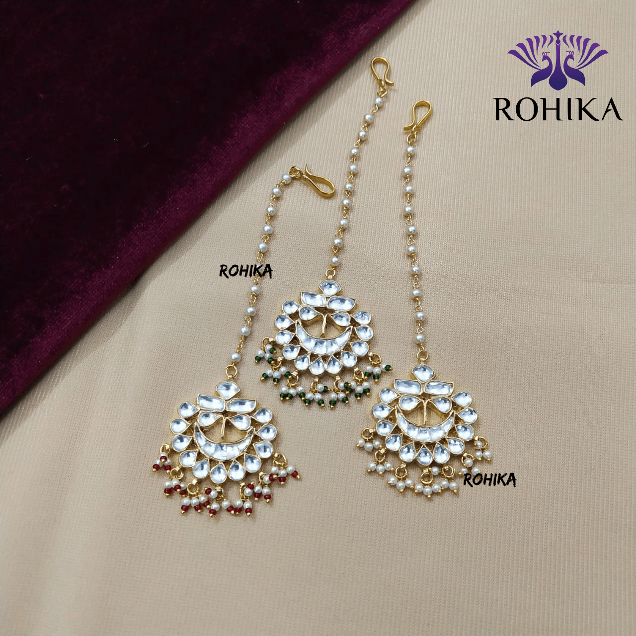 Pachhi kundan Maangtikka- ROH-PKM010 - Rohika Store