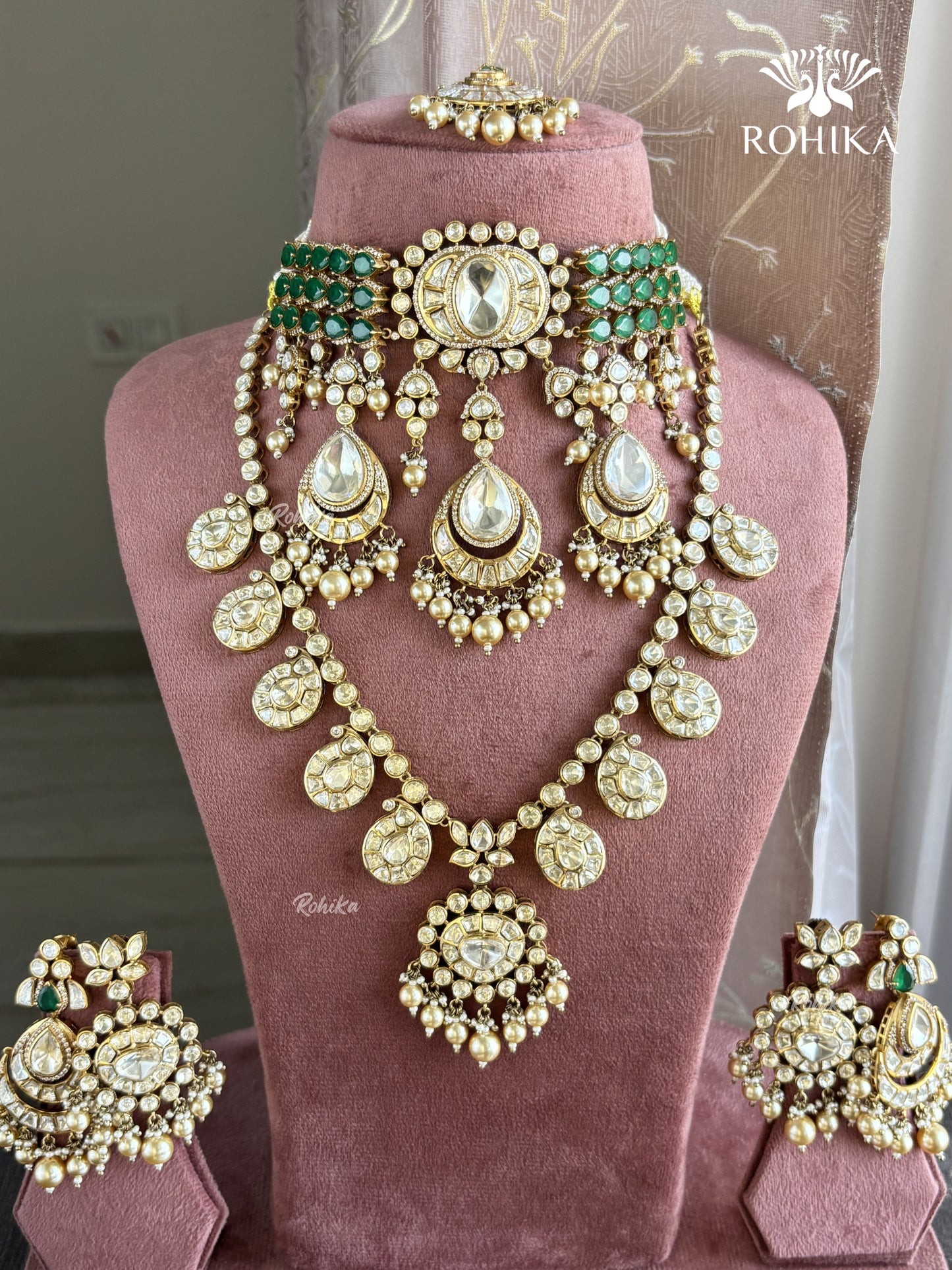 Saathiya LV Moisanite Bridal Combo set - Green