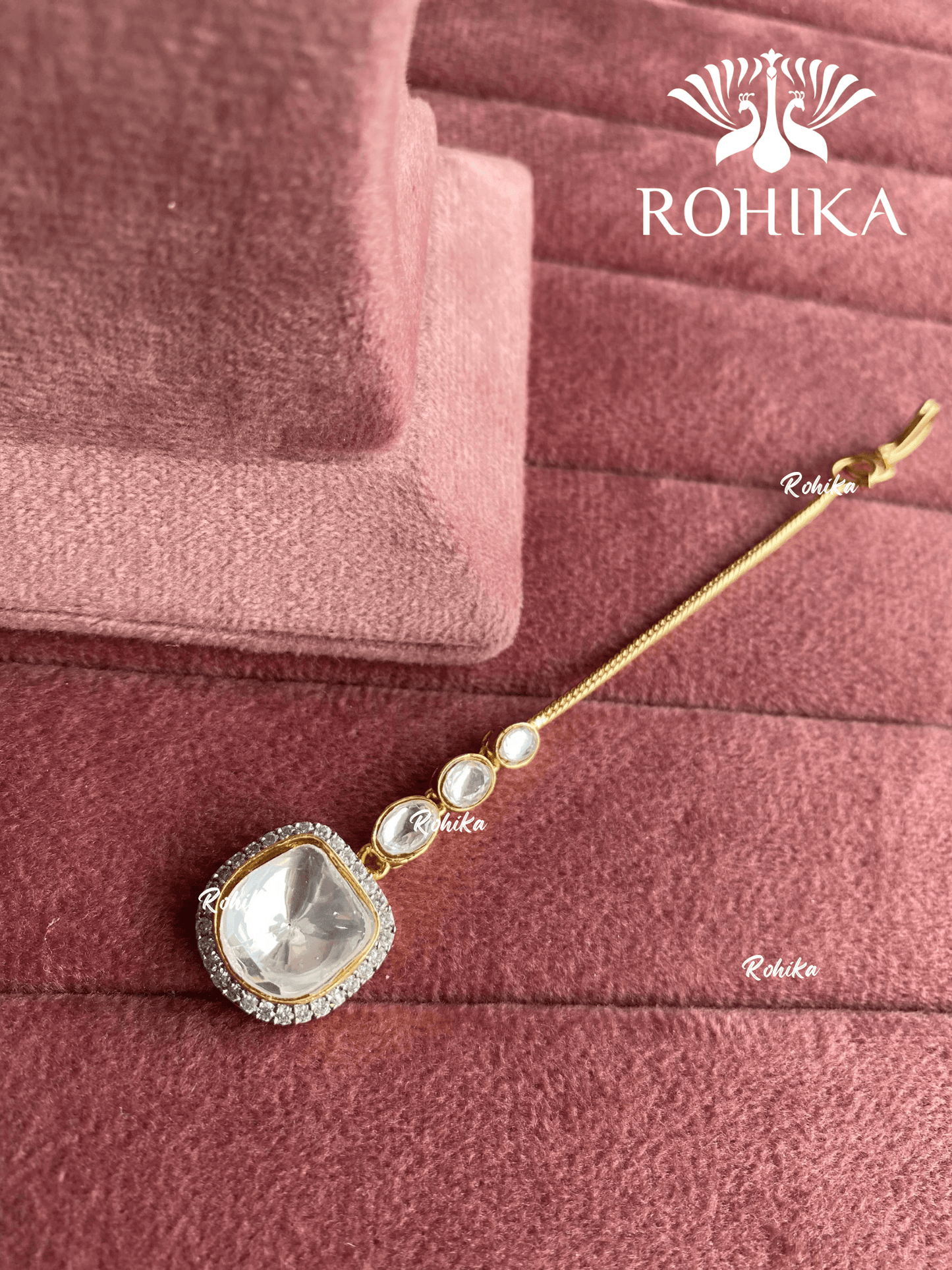 Polki kundan maangtikka (PLKM-019) - White - Rohika Store