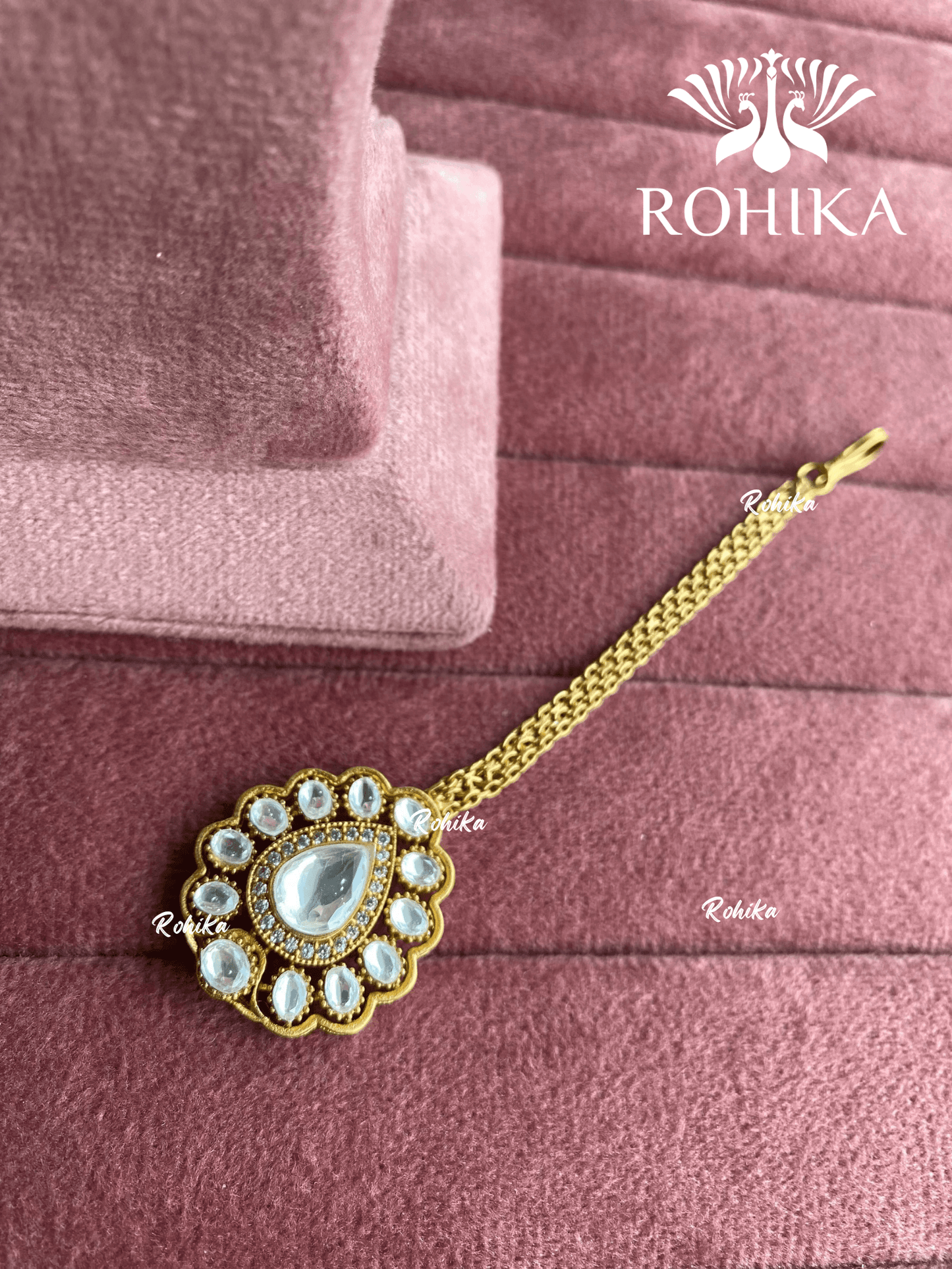 Polki kundan maangtikka (PLKM-022) - White - Rohika Store
