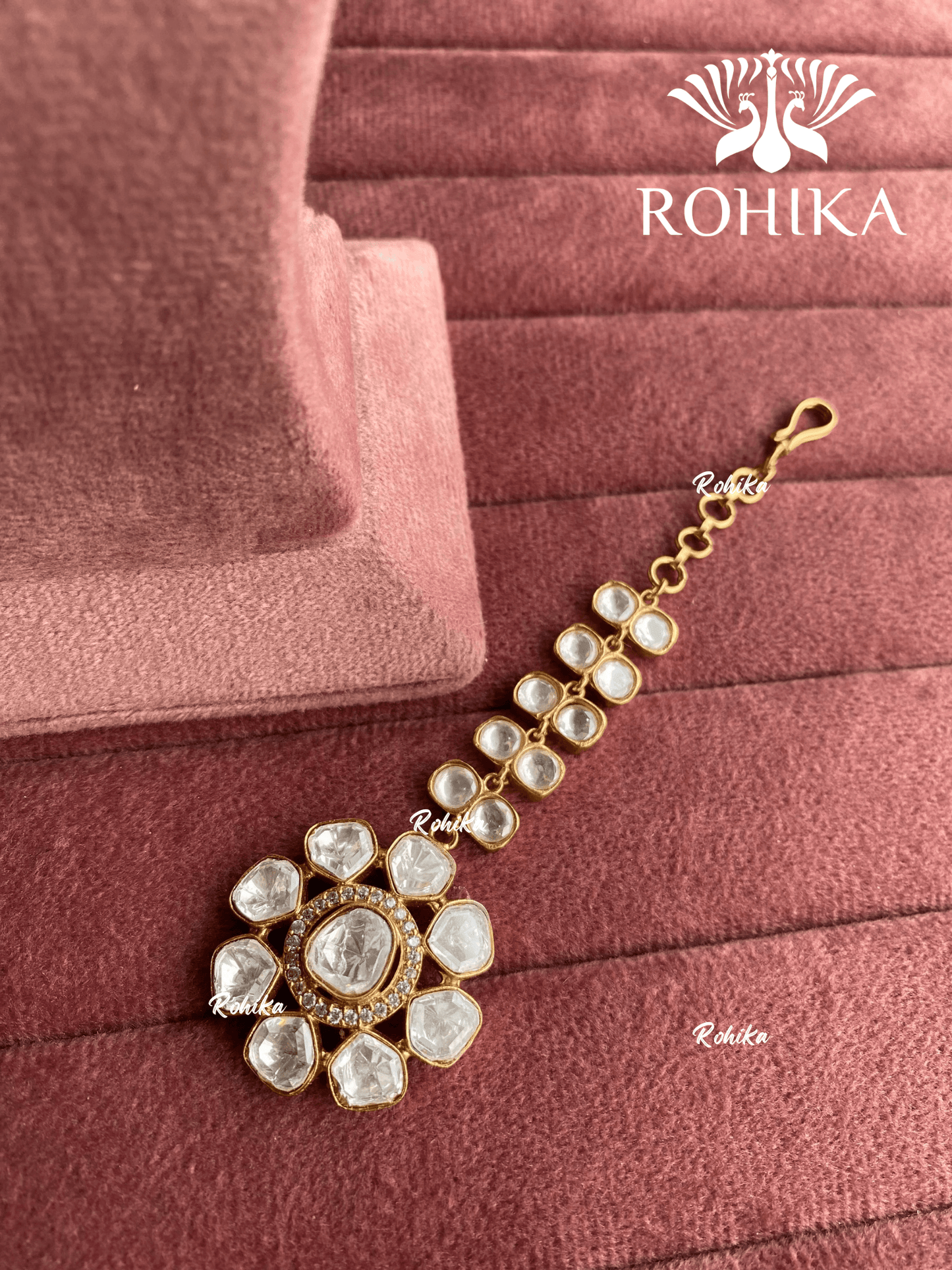 Polki kundan maangtikka (PLKM-024) - White - Rohika Store