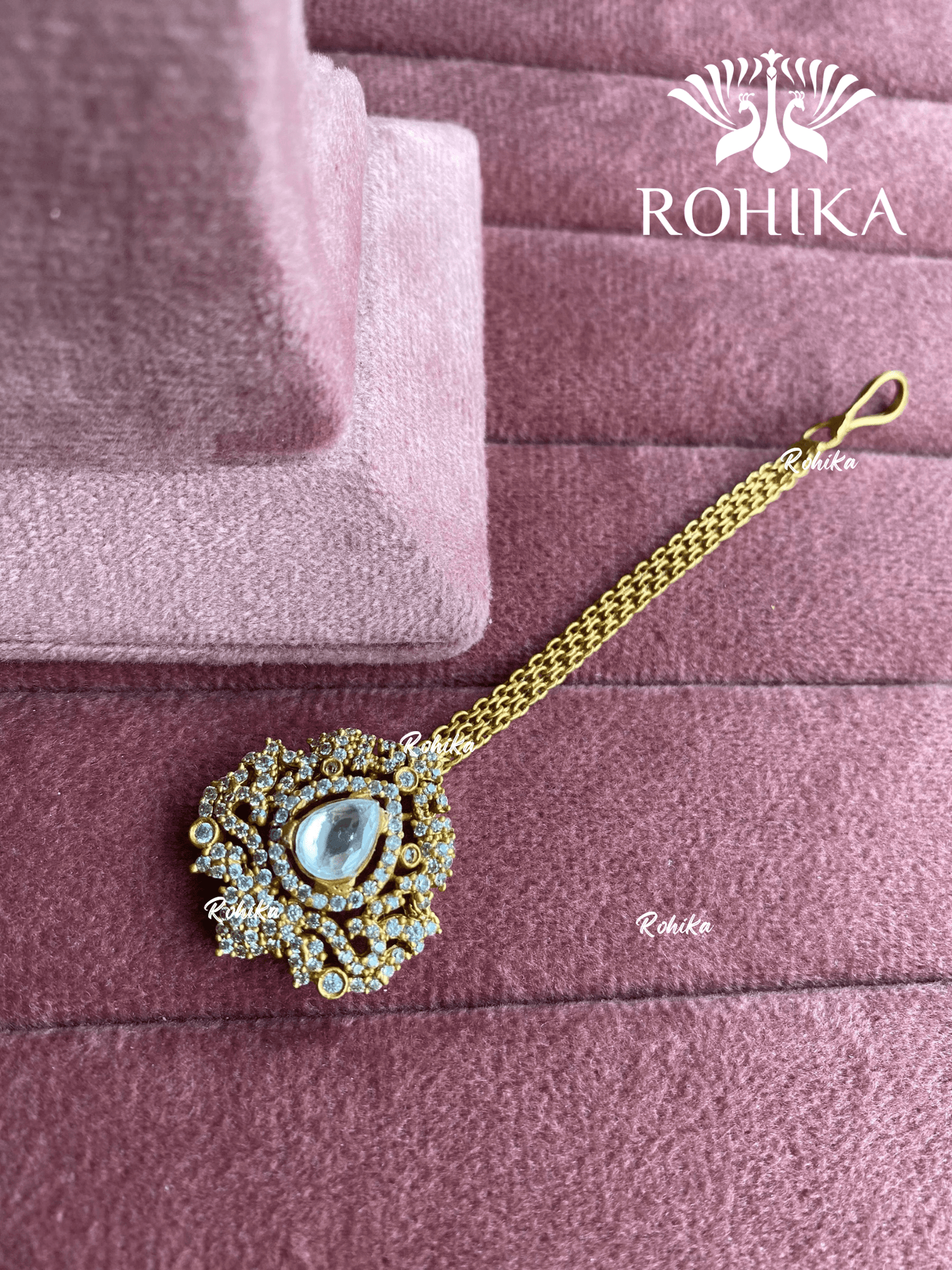 Polki kundan maangtikka (PLKM-021) - White - Rohika Store