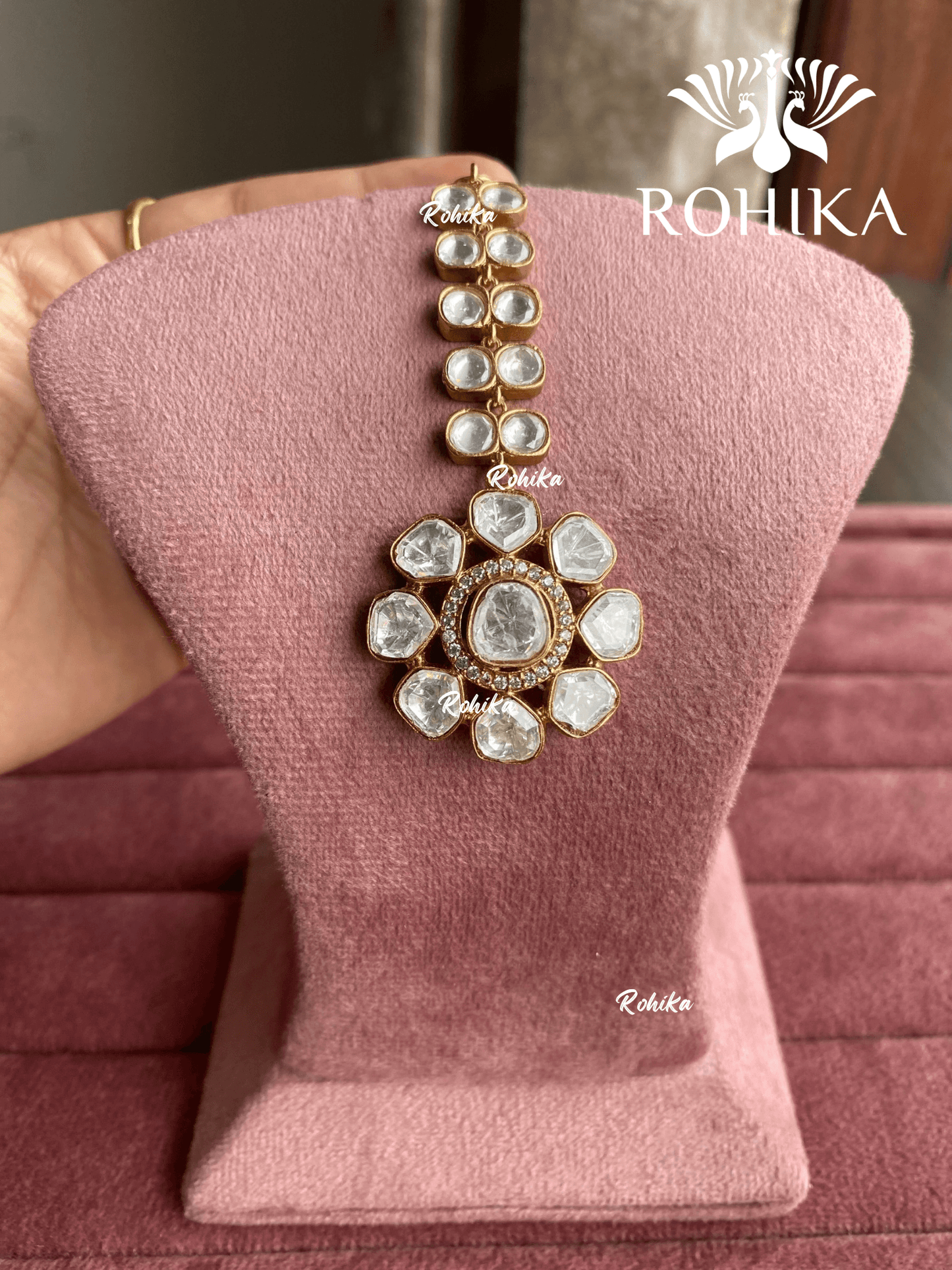 Polki kundan maangtikka (PLKM-024) - White - Rohika Store