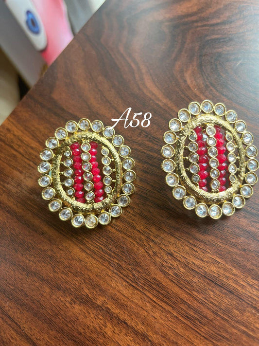 Polki Studs-Red - Rohika Store