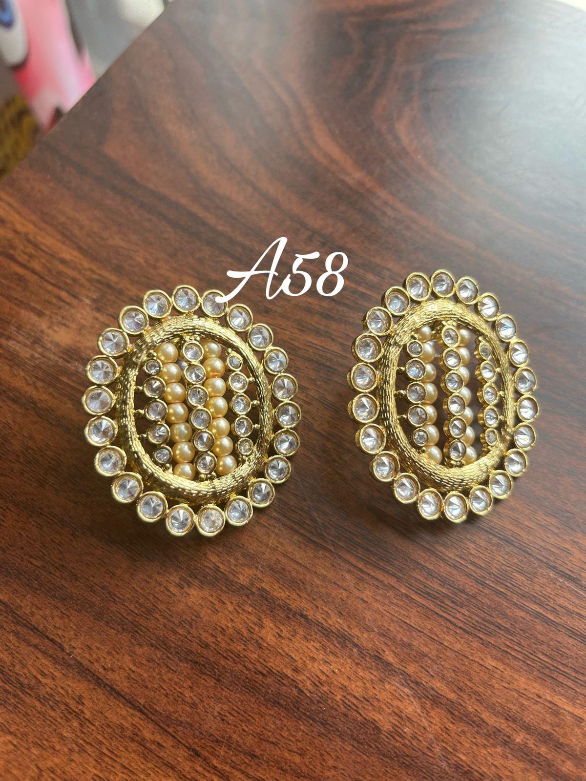 Polki studs-Golden - Rohika Store
