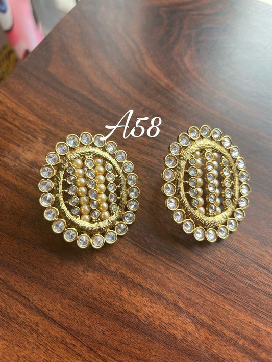 Polki studs-Golden - Rohika Store