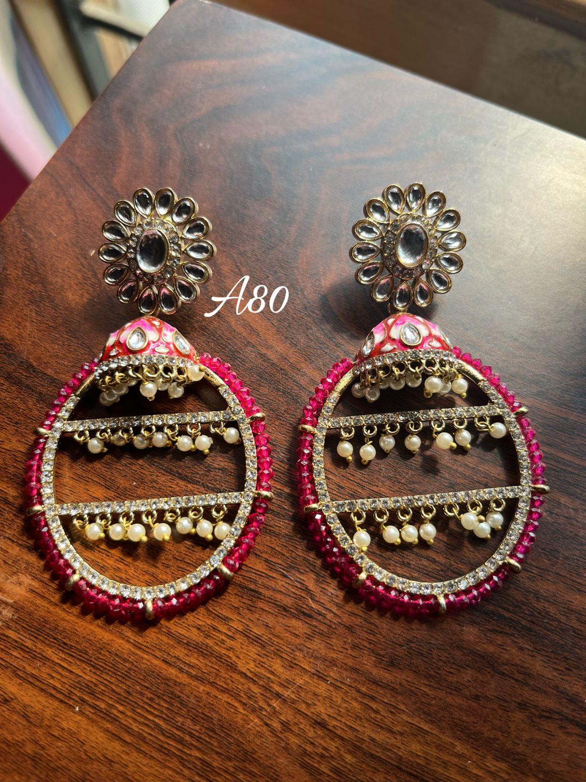 Jhilmil jhumki earrings- Meganta Pink - Rohika Store