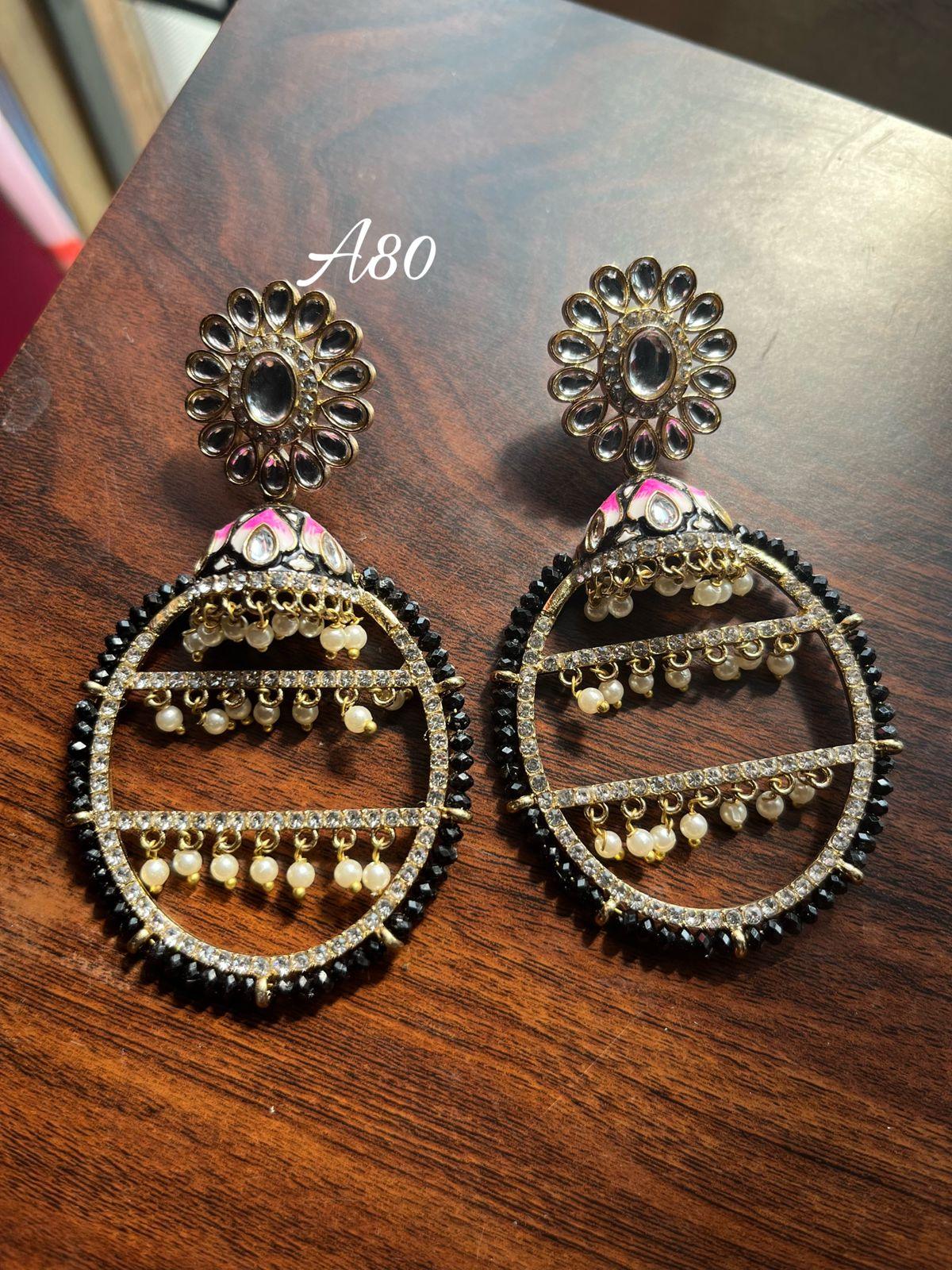 Jhilmil jhumki earrings- Black - Rohika Store