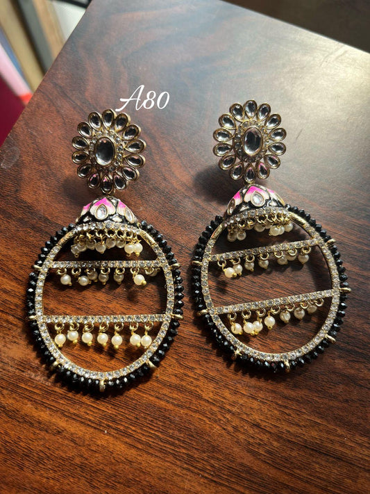 Jhilmil jhumki earrings- Black - Rohika Store