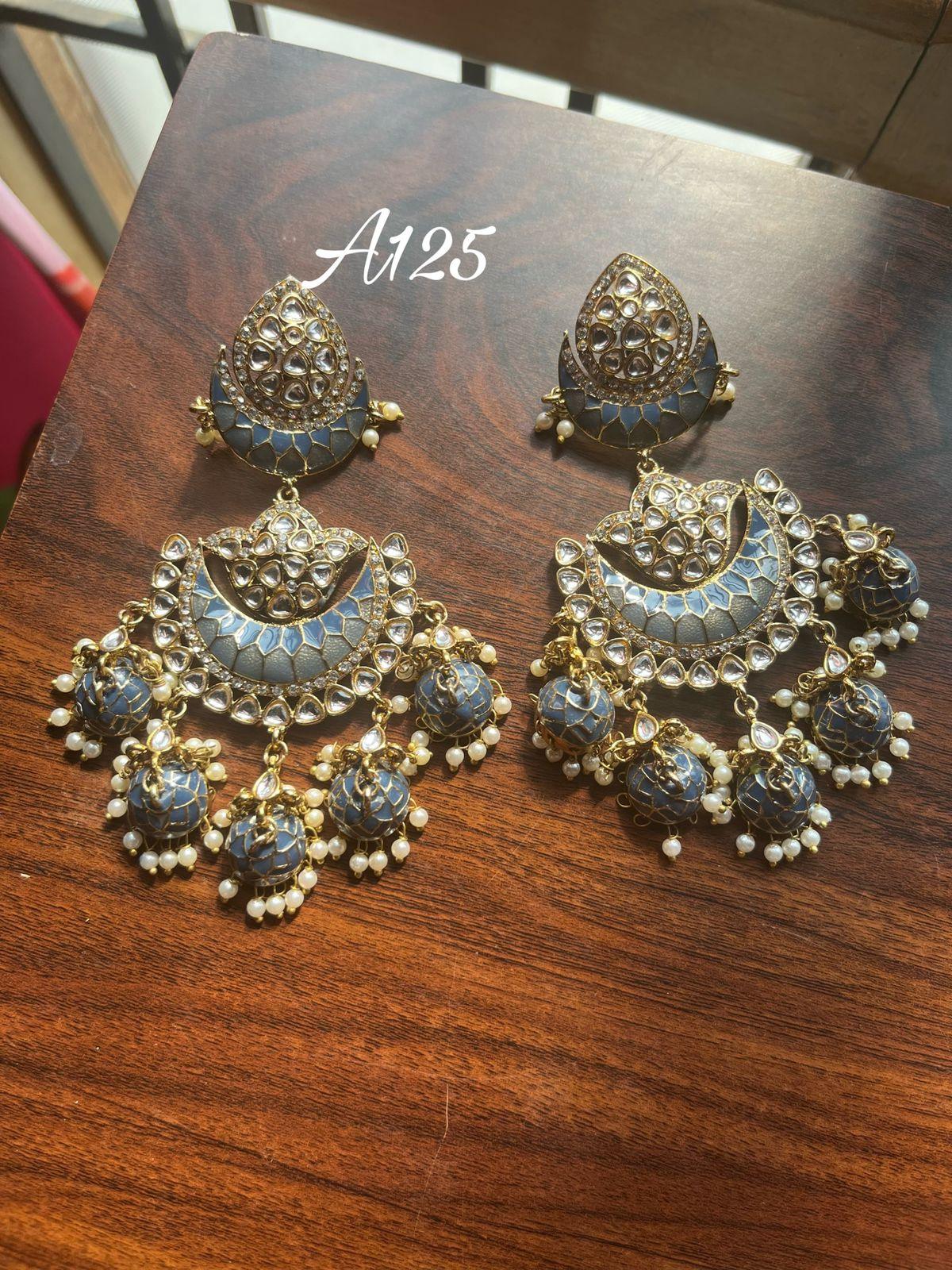 Panchsheel jhumki earrings- Blue - Rohika Store