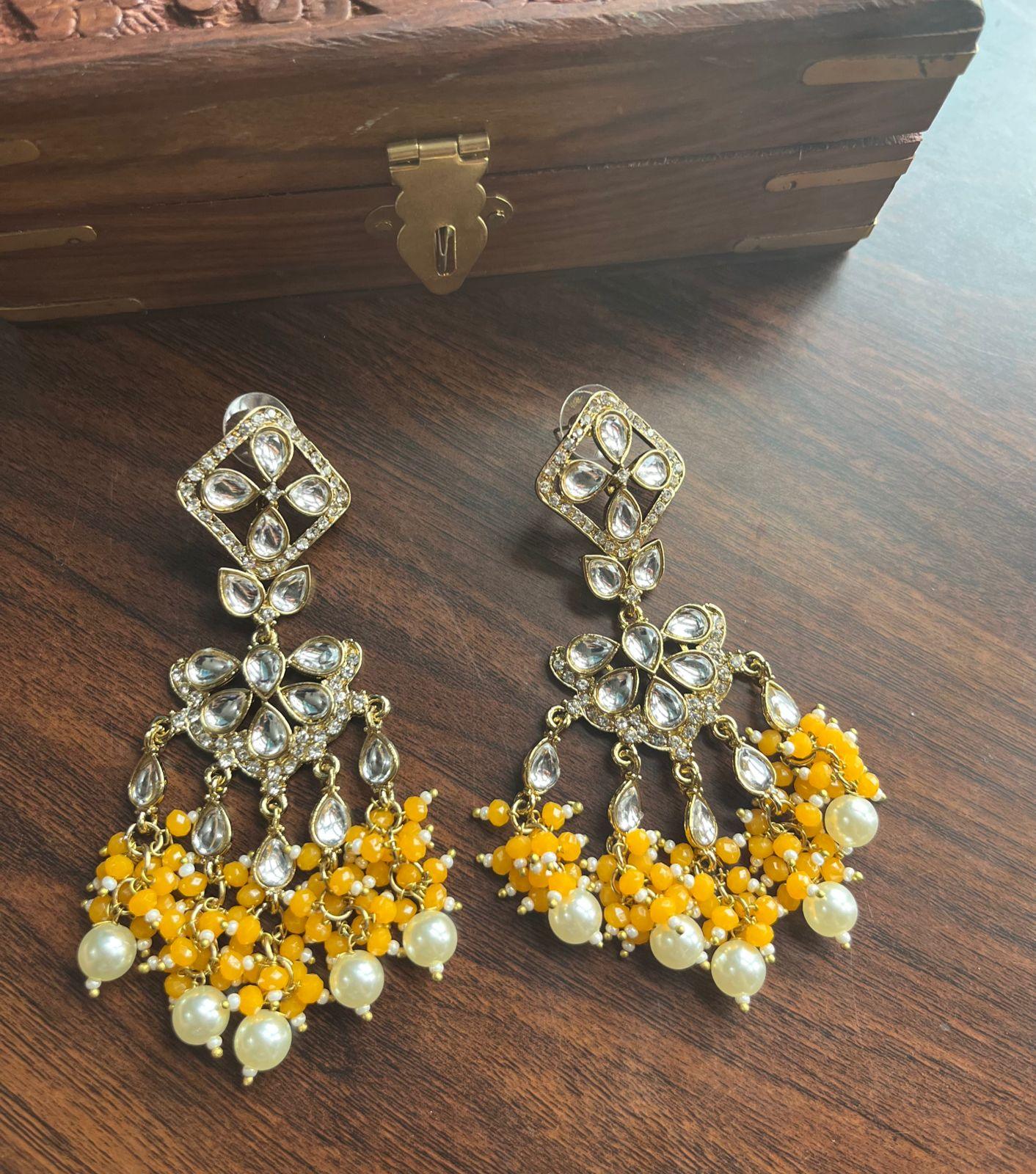 Chandni earrings-Yellow - Rohika Store