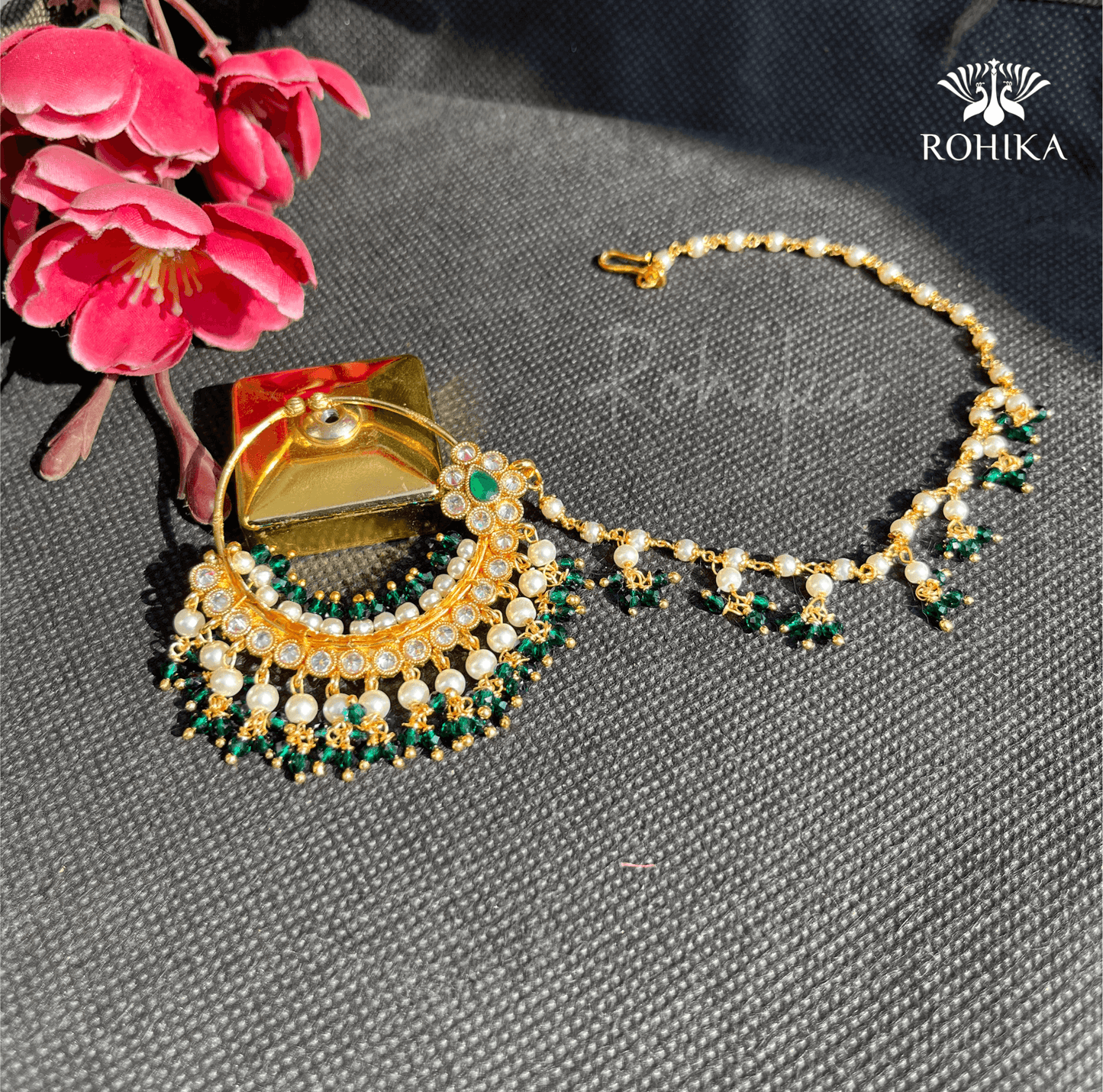 Mukhi polki Nath-Green - Rohika Store