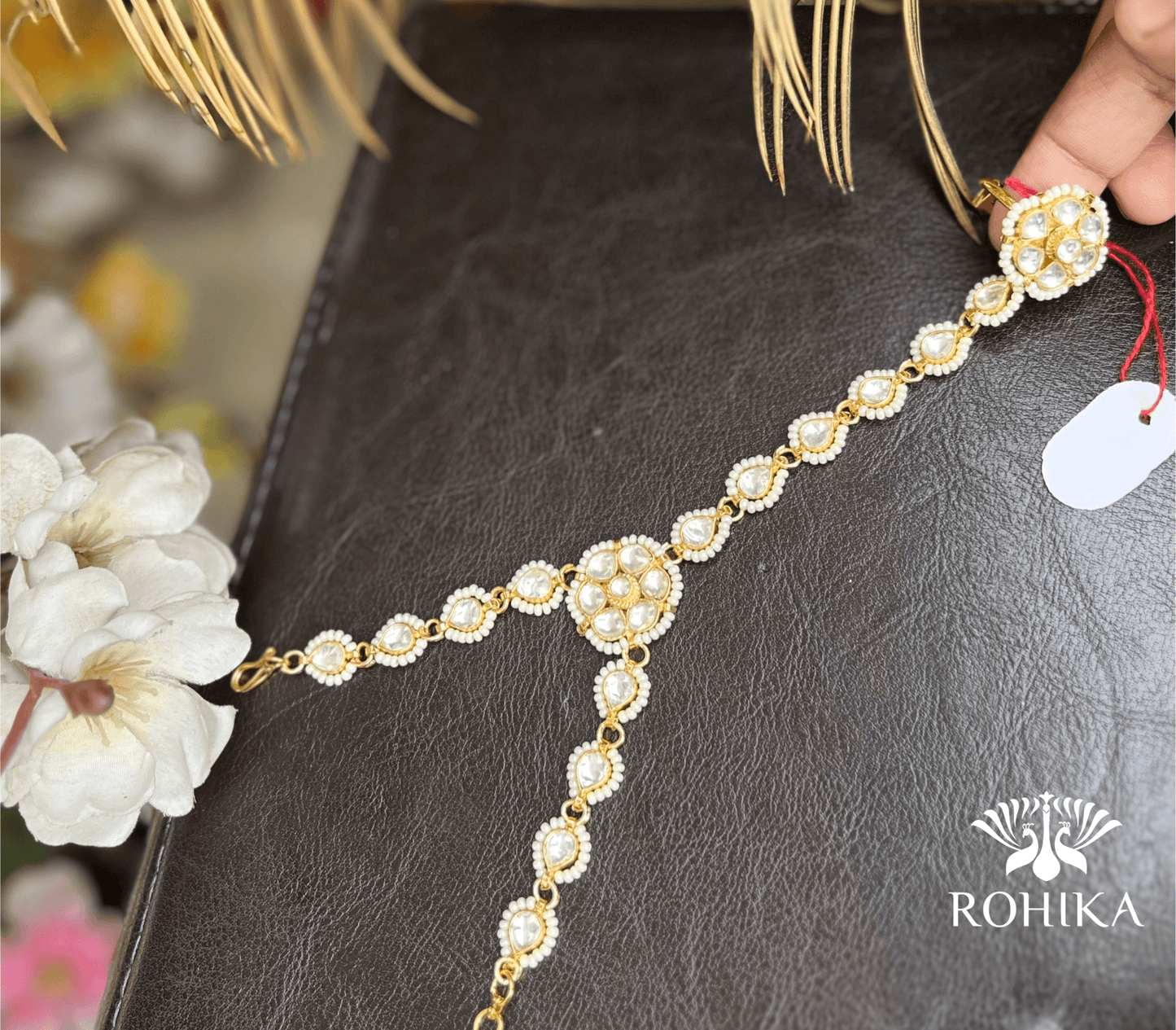 Pachhi kundan haathphool - Rohika Store