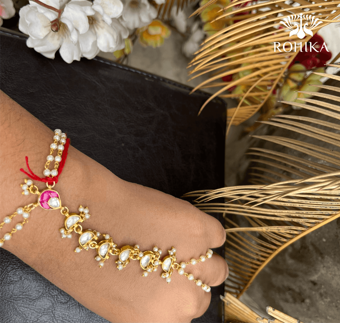 Pachhi kundan haathphool - Rohika Store