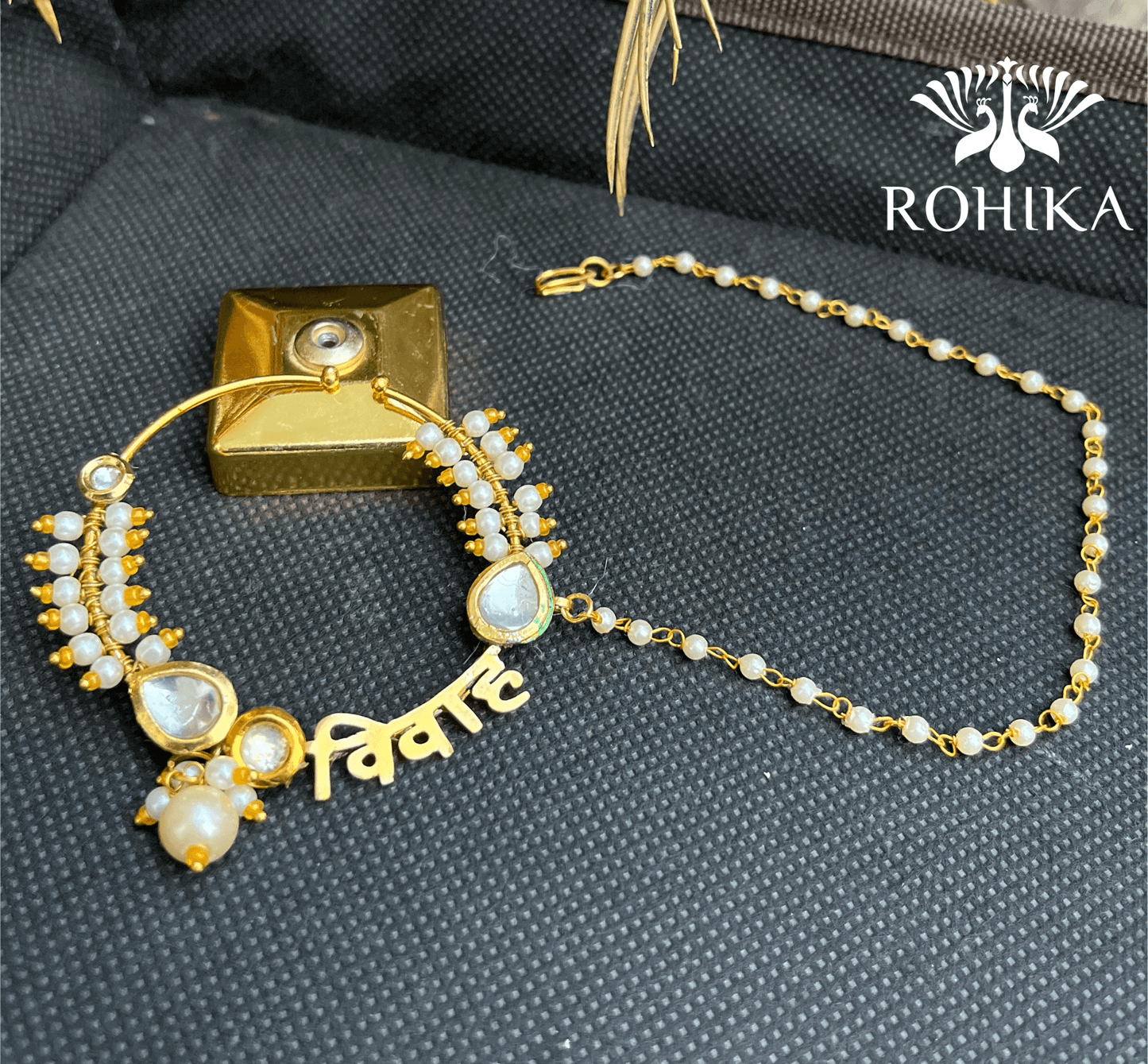 Vivaah bridal nath- Yellowish orange - Rohika Store