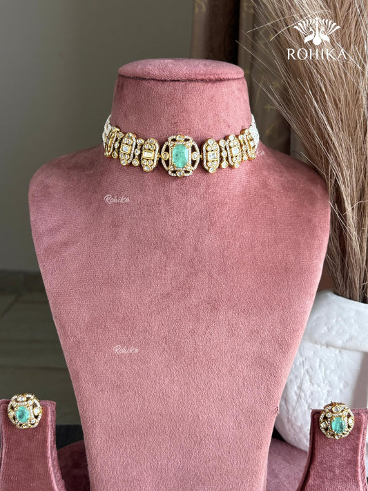 Kairavi Moisanite choker Set - Mint Green