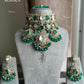 Falak Moisanite Polki Kundan Necklace Set - Green