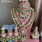 Krati bikaneri kundan necklace combo set - Dark green