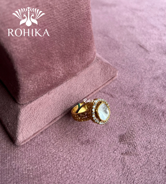 Angana polki kundan ring  (SG-007) - White