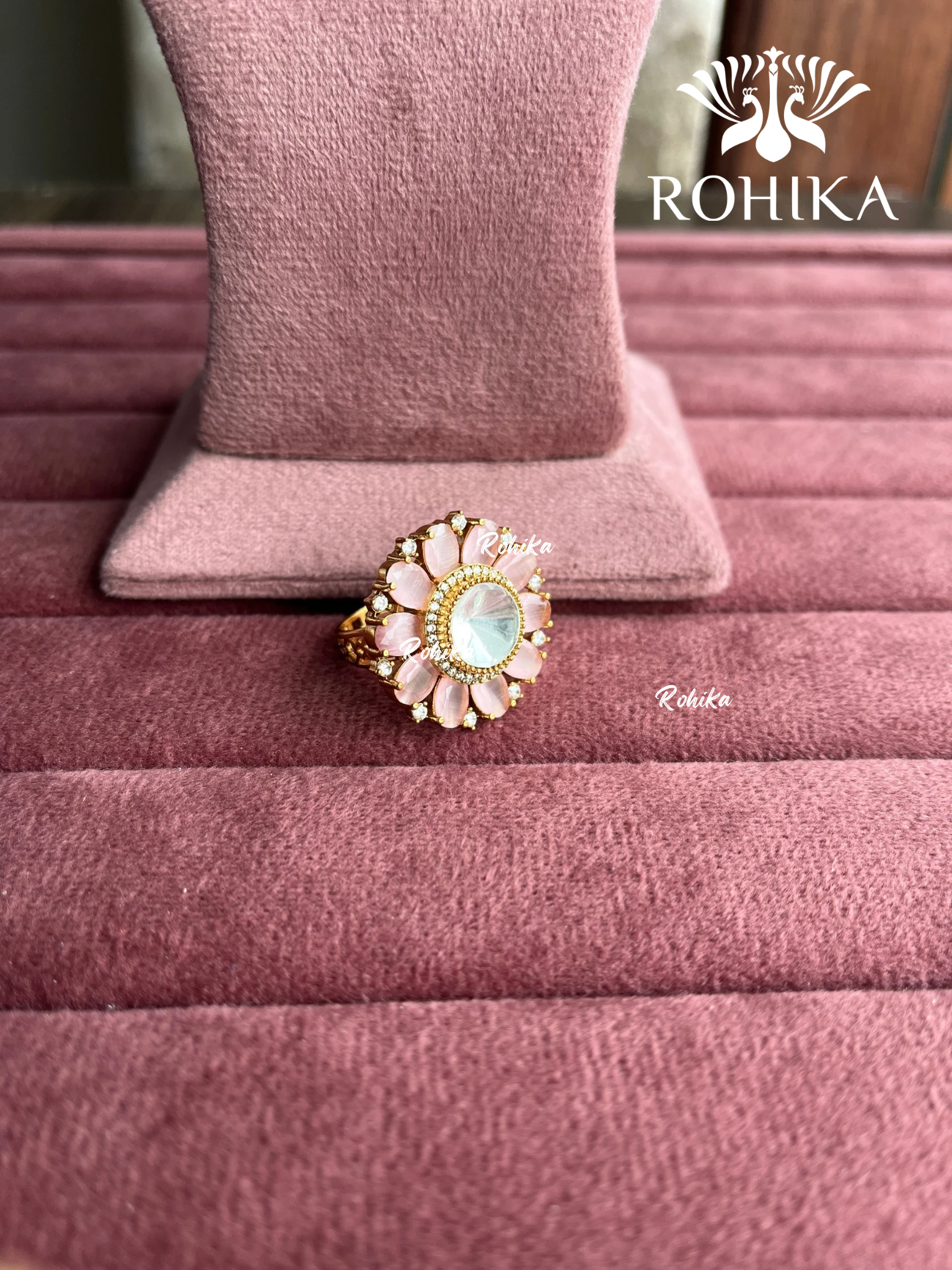 Angana polki kundan ring (SG-094) - Pink