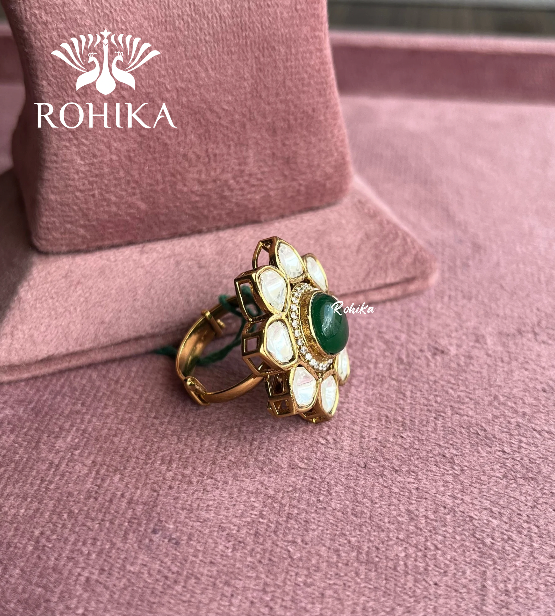 Angana polki kundan ring  (SG-012) - Green