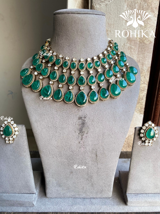 Manasiv doublets necklace set - Dark Green