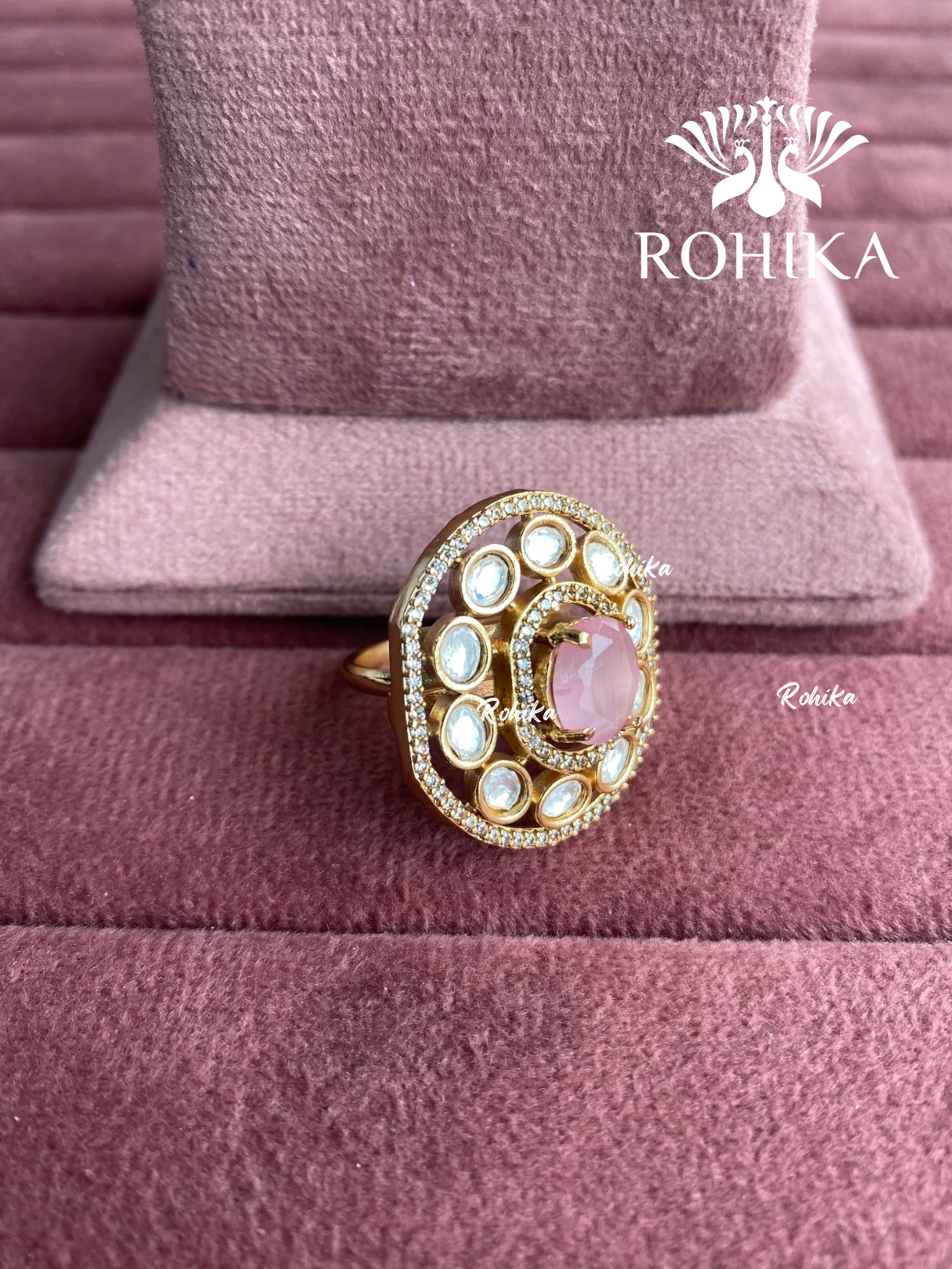 Angana polki kundan ring  (SG-026) - Pink