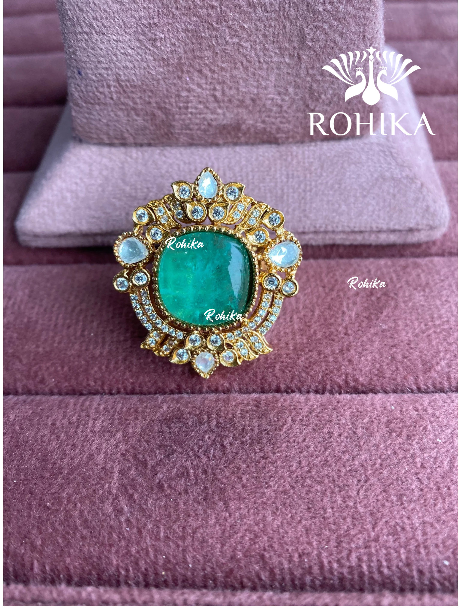 Angana polki kundan ring (SG-128) - Mint green