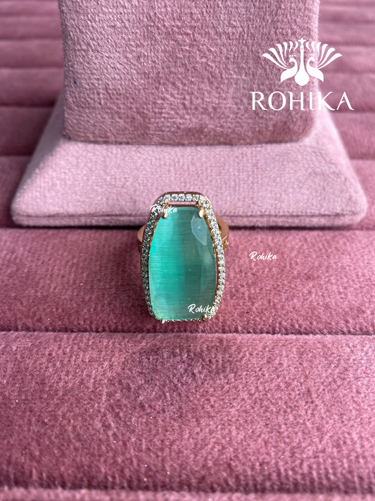 Angana polki kundan ring (SG-104) - Mint green