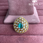 Angana polki kundan ring (SG-130) - Mint green