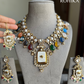 Saabya inspired polki kundan necklace set - Multi colour