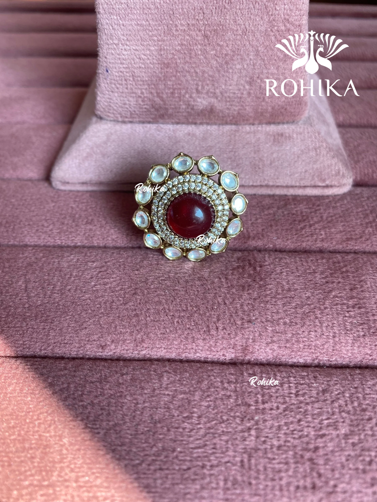 Angana polki kundan ring (SG-138) - Red