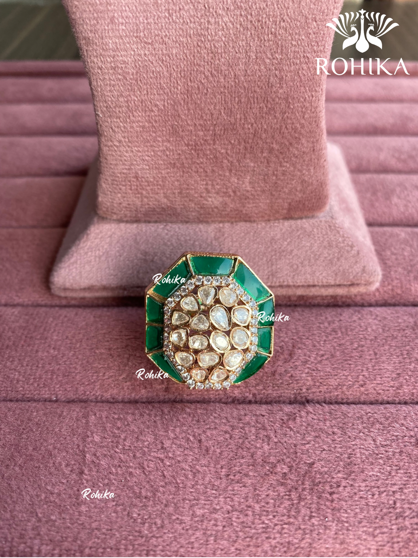 Angana polki kundan ring (SG-074) - Green 