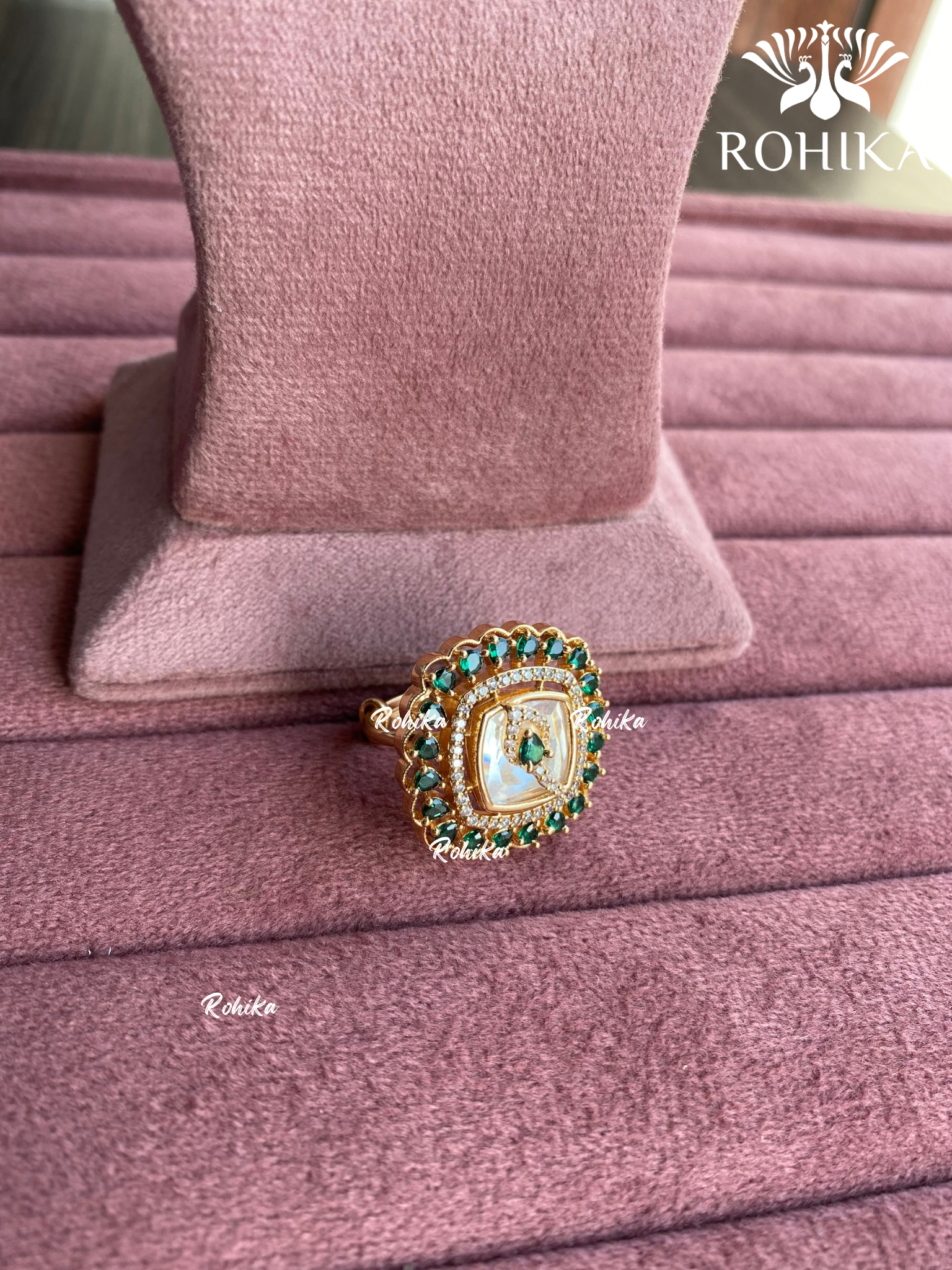 Angana polki kundan ring (SG-084) - Green