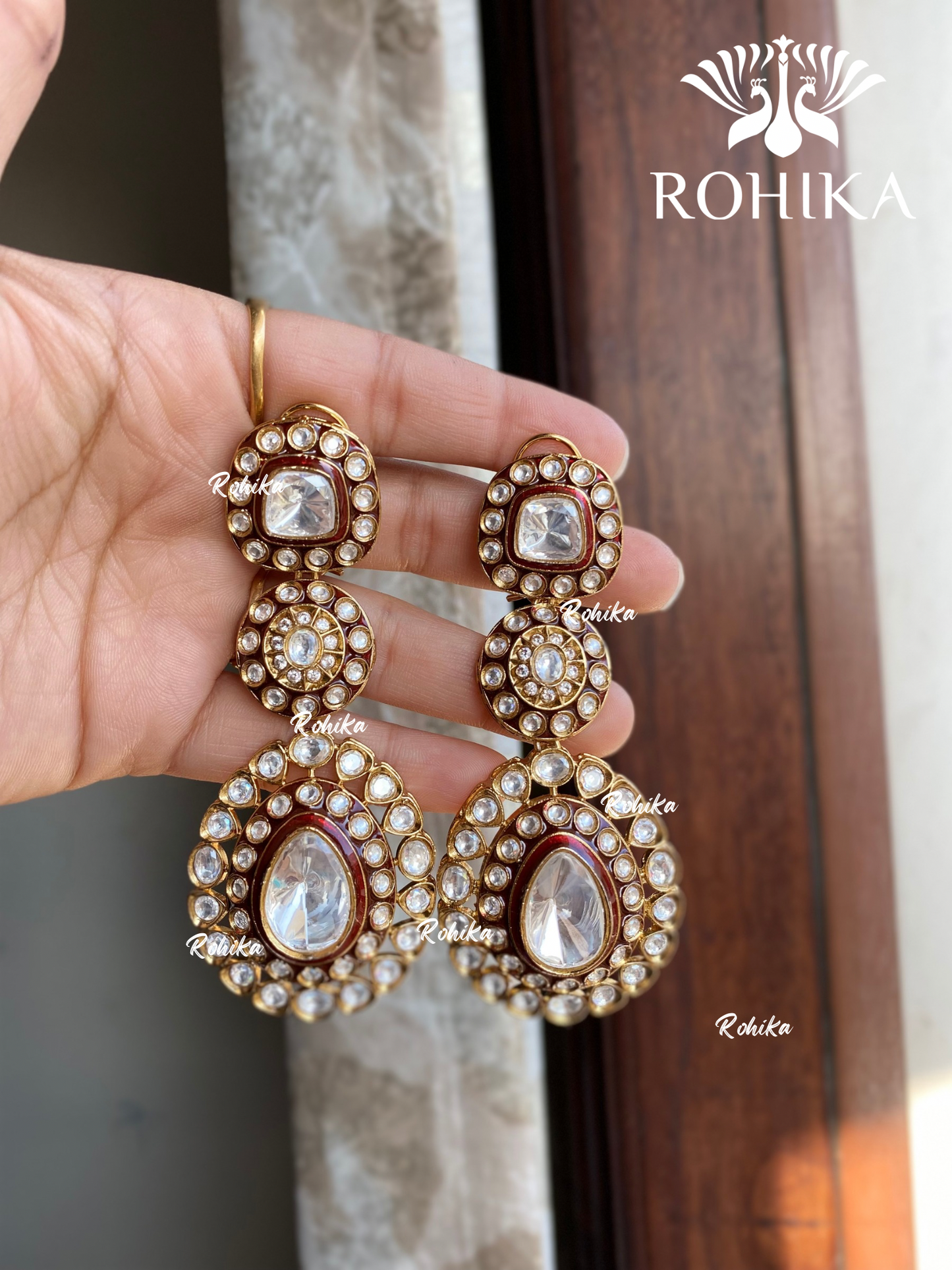 Somya bikaneri kundan earrings - Robbi red