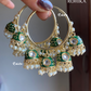 Neena meenakari jhumki bali earrings - Dark Green