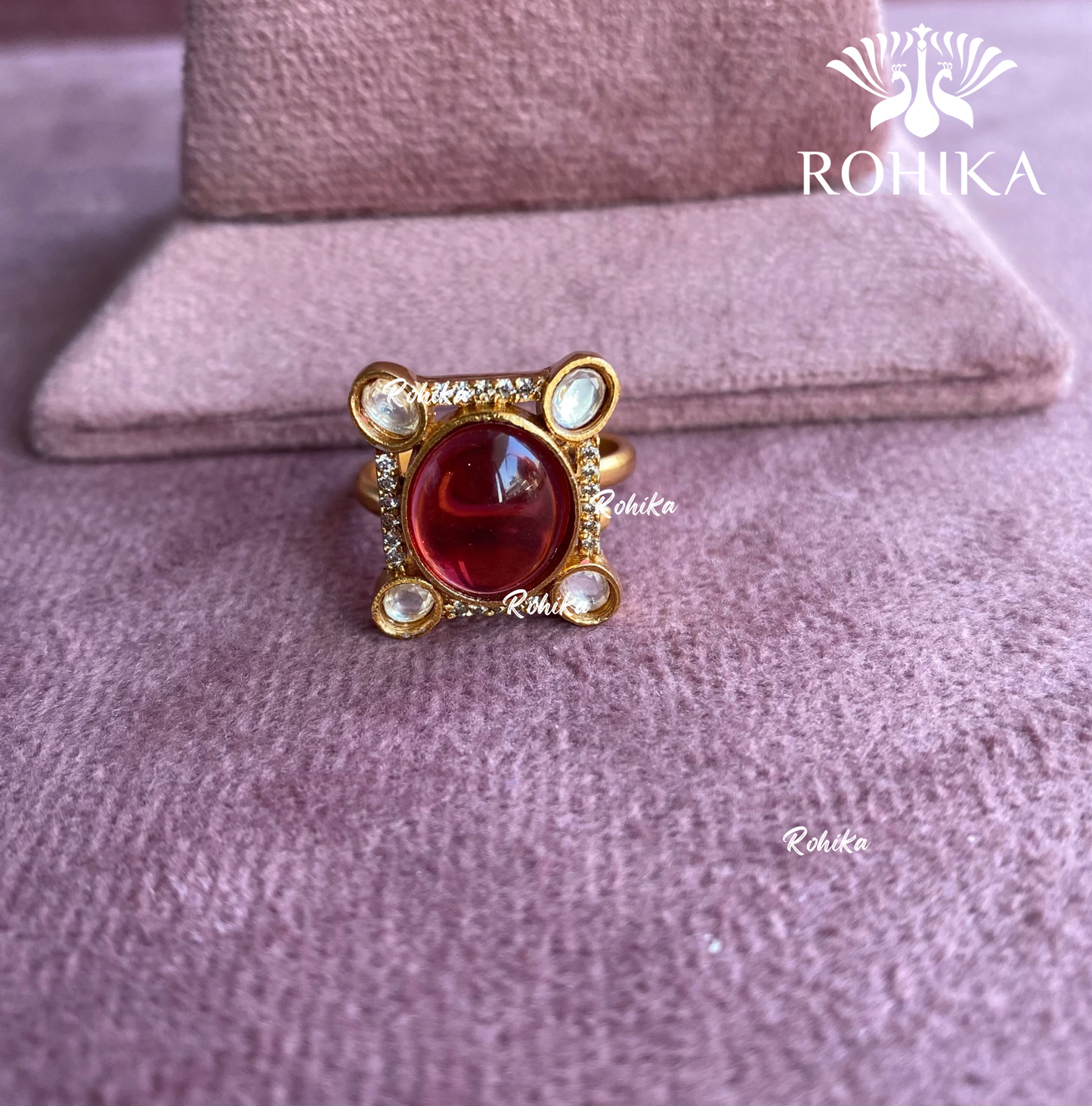 Angana polki kundan ring  (SG-024) - Red