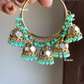 Leena mirror jhumki bali earrings - Mint Green