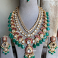 Anika bikaneri jadau kundan long necklace set - Green and Pink