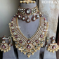 Vayu bikaneri polki kundan bridal combo set - Dark Green and Ruby red 