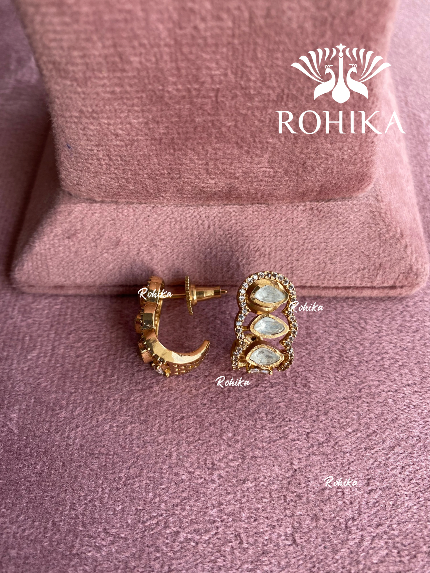 Vibha polki kundan earrings(002)- Golden