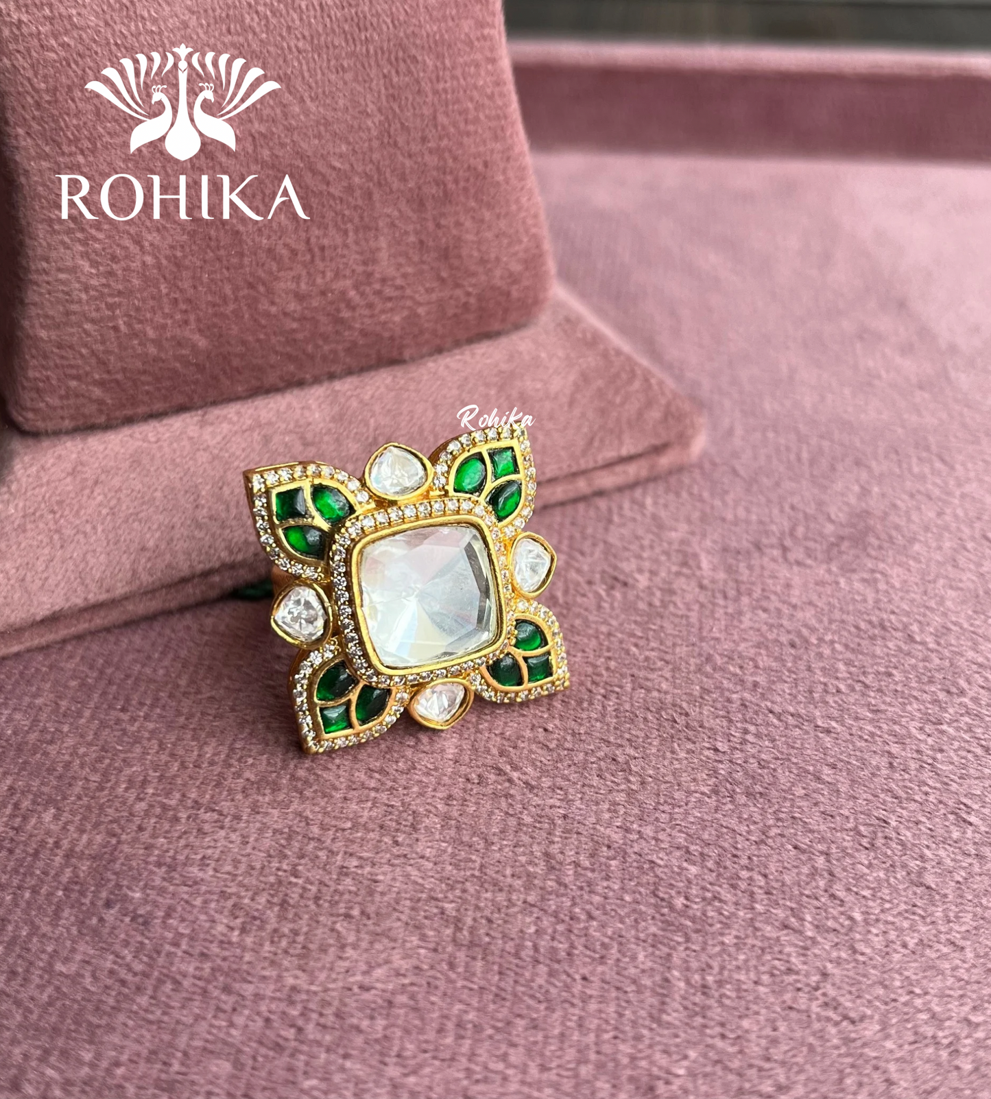 Angana polki kundan ring  (SG-013) - Green