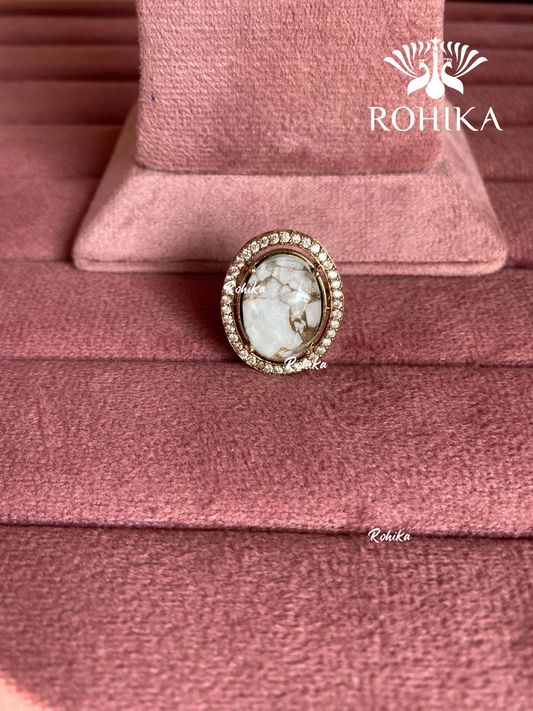 Angana polki kundan ring (SG-090) - White