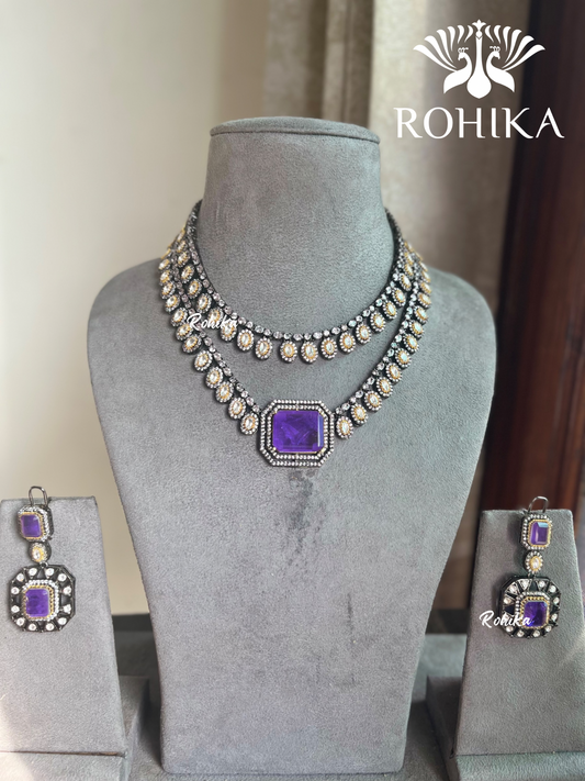 Gauri doublet necklace set - Purple