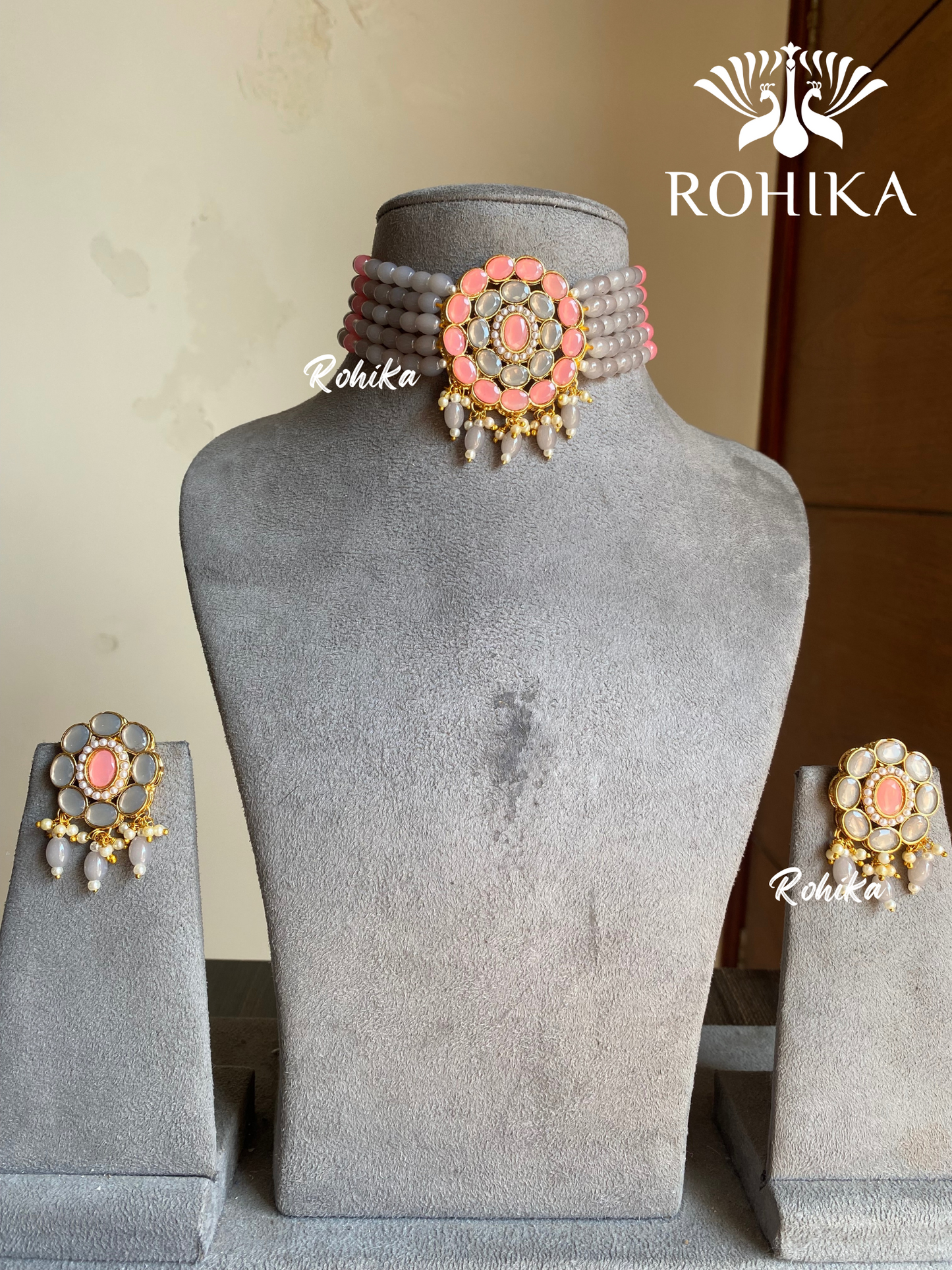 Roshni choker set - Grey