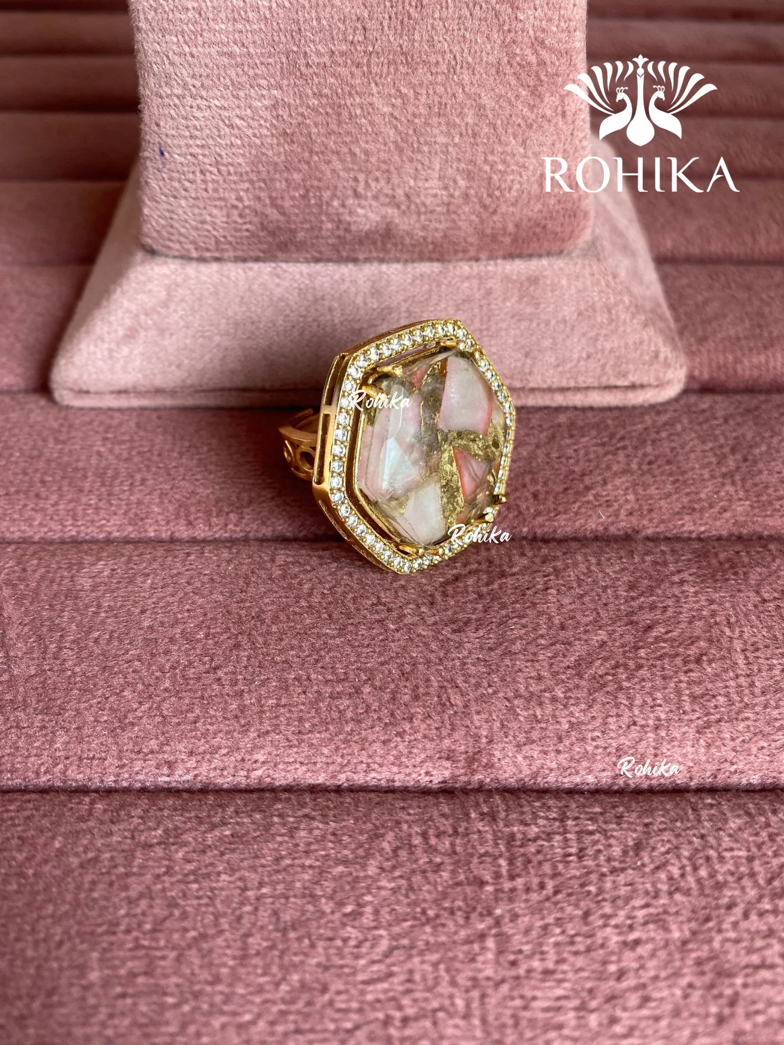 Angana polki kundan ring (SG-141) - Pink