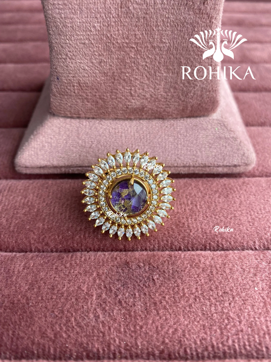 Angana polki kundan ring (SG-121) - purple