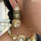 Ishq Moisanite Polki Kundan Necklace Set - Mint Green
