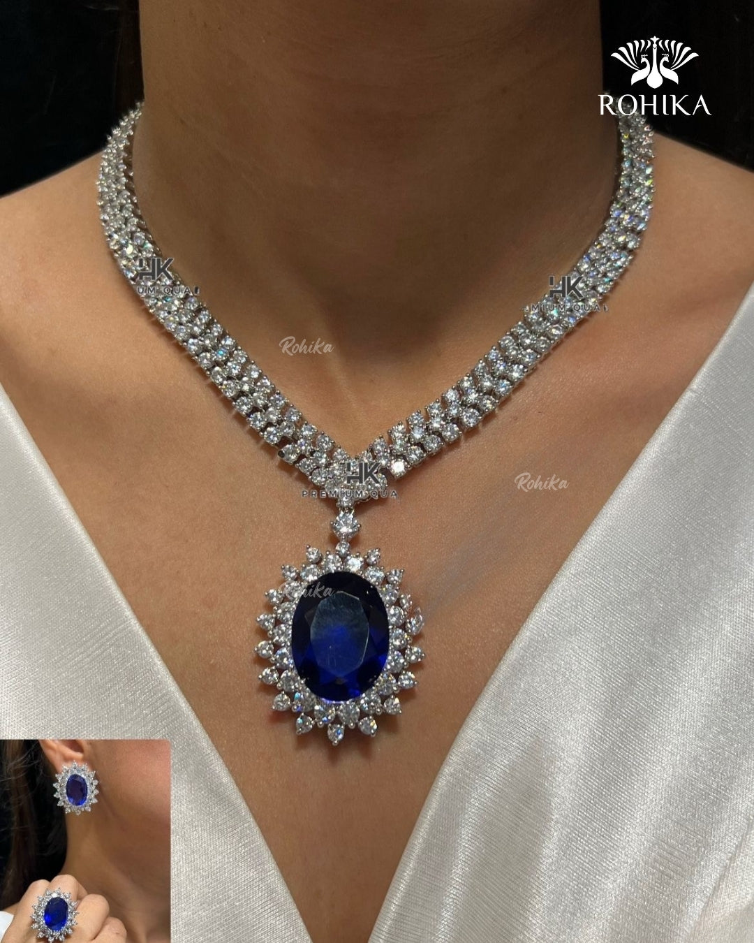 Novalie American Diamond Necklace - Blue